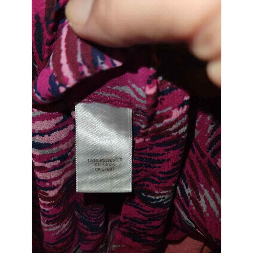 Banana Republic Shear Rasberry gathered Sleeve Snap & Tie front Blouse S Large‎ - Picture 5 of 6